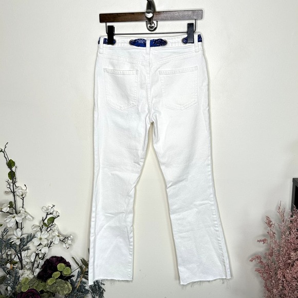 FREE PEOPLE Belt Out Cropped Bootcut Jeans Ocean Isle White {PP9} - Picture 3 of 6